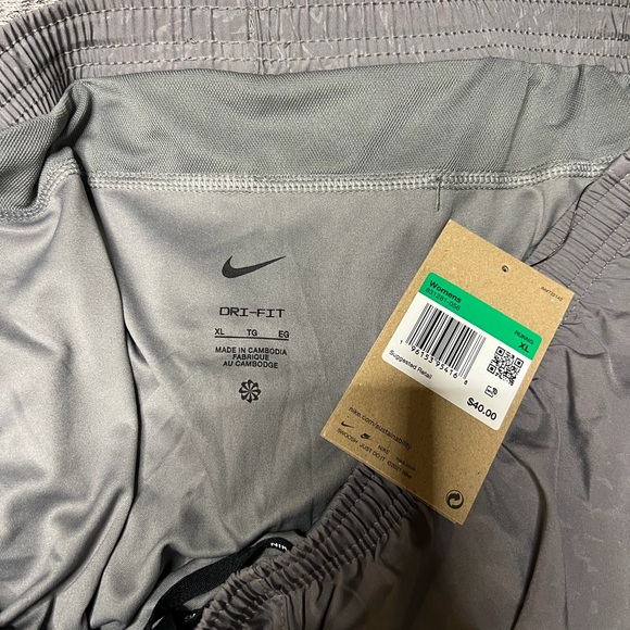 Nike women's Gray Athletic Running Shorts with Reflective Swoosh - Picture 3 of 4